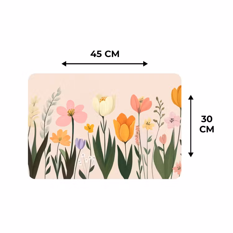 Placemat - 6 stuks - Pasteltinten - Bloemen - Illustratie — 3