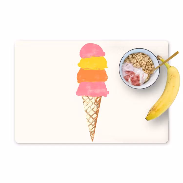 Placemat - 6 stuks - Schepijs - Hoorntje - Illustratie - Minimalistisch — 1
