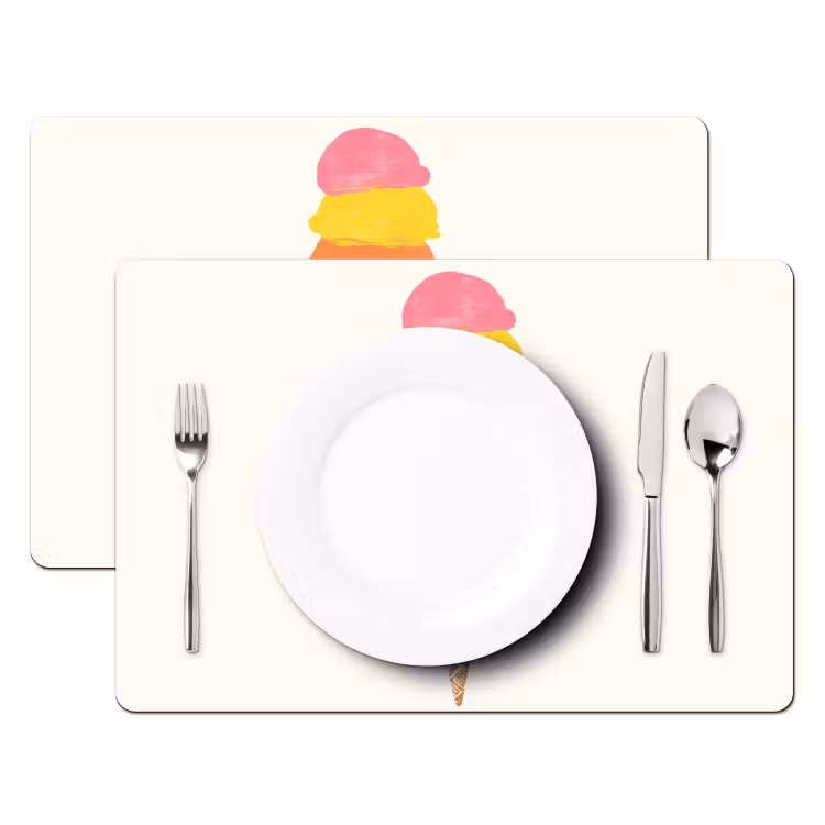 Placemat - 6 stuks - Schepijs - Hoorntje - Illustratie - Minimalistisch — 2