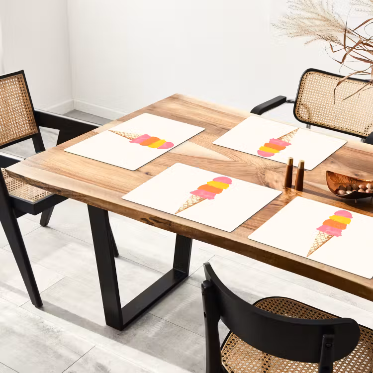 Placemat - 6 stuks - Schepijs - Hoorntje - Illustratie - Minimalistisch — 5
