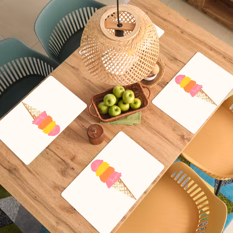 Placemat - 6 stuks - Schepijs - Hoorntje - Illustratie - Minimalistisch — 6