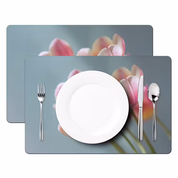 Placemat - 6 stuks - Tulpen - Roze - Stelen — 2