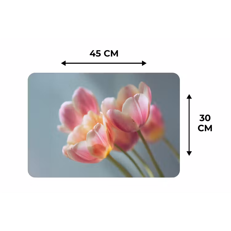 Placemat - 6 stuks - Tulpen - Roze - Stelen — 3