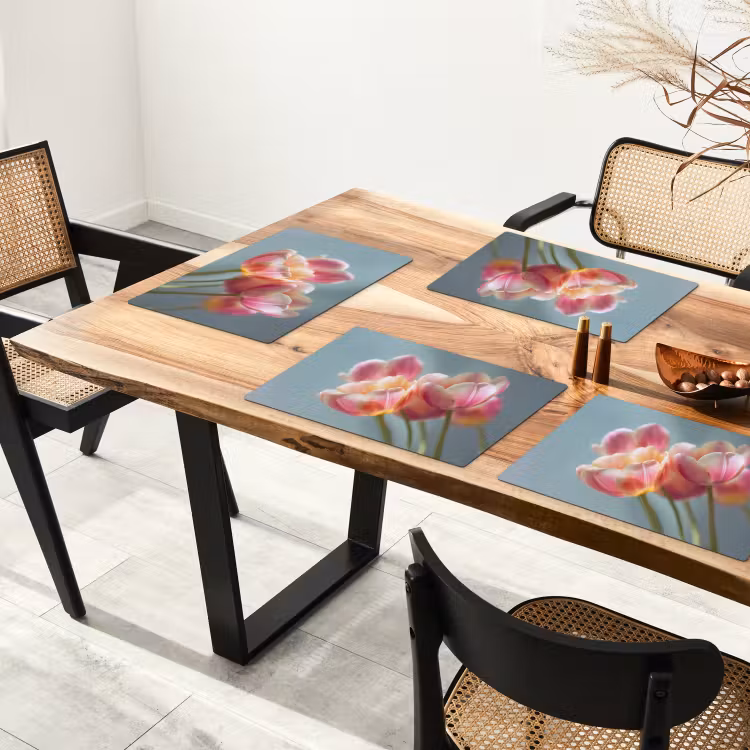 Placemat - 6 stuks - Tulpen - Roze - Stelen — 5
