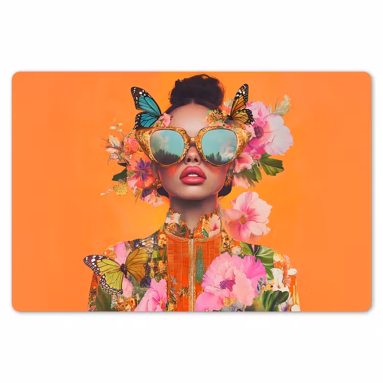 Placemat - 6 stuks - Vlinders - Vrouw - Zonnebril - Kleurrijk — 7
