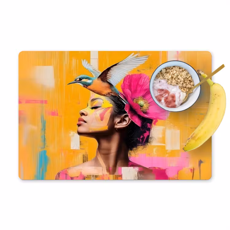 Placemat - 6 stuks - Vogel - Vrouw - Abstract - Bloem — 1