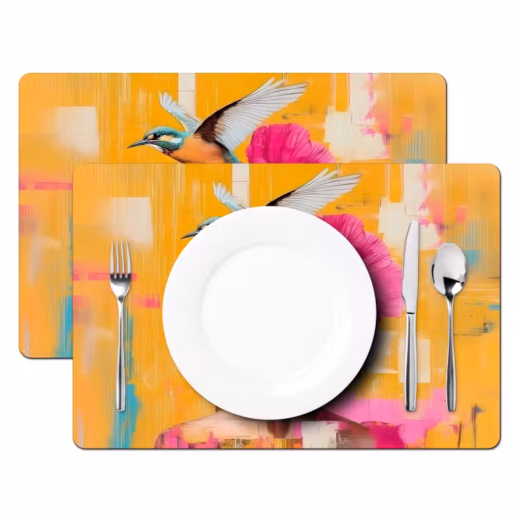 Placemat - 6 stuks - Vogel - Vrouw - Abstract - Bloem — 2