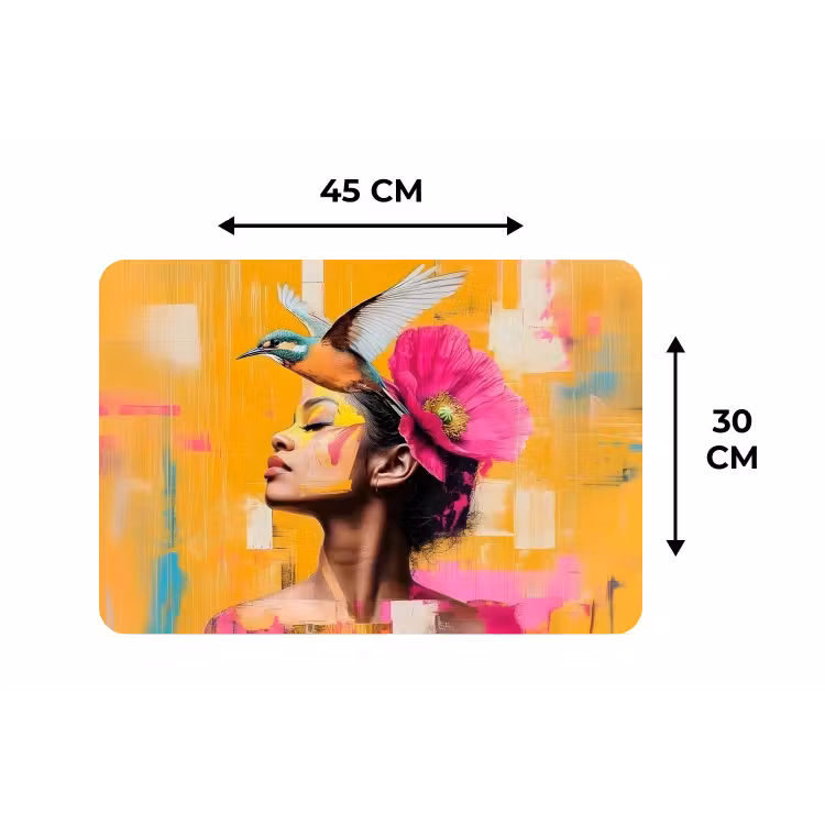 Placemat - 6 stuks - Vogel - Vrouw - Abstract - Bloem — 3