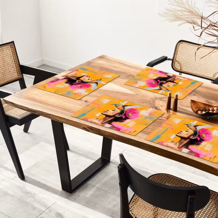 Placemat - 6 stuks - Vogel - Vrouw - Abstract - Bloem — 5