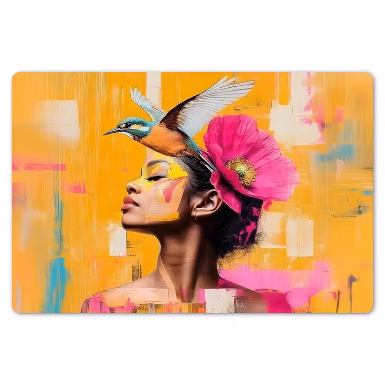 Placemat - 6 stuks - Vogel - Vrouw - Abstract - Bloem — 7