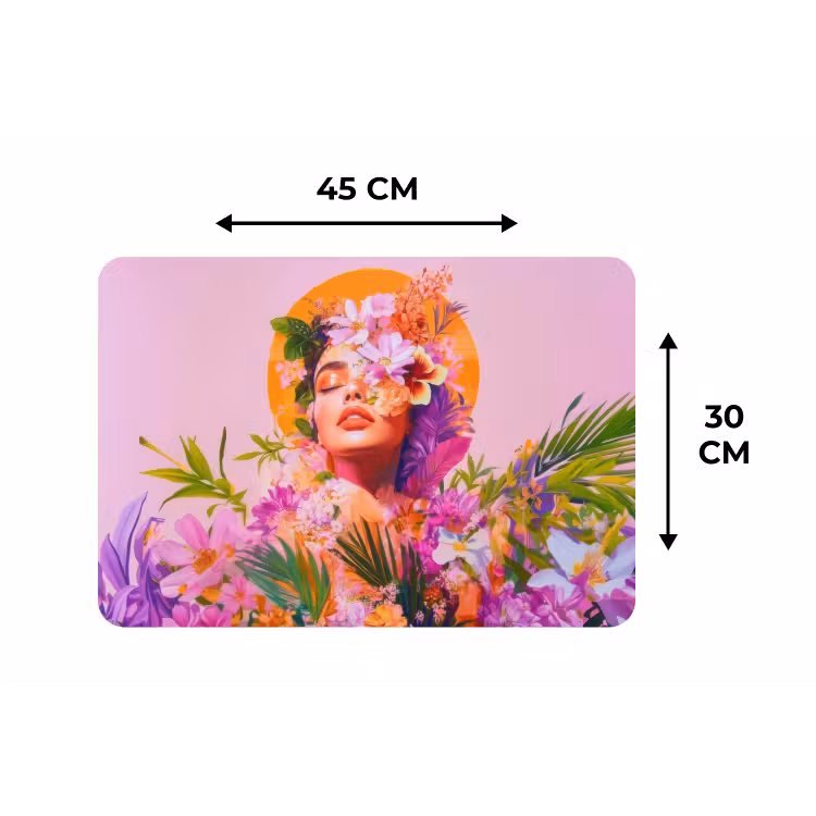 Placemat - 6 stuks - Vrouw - Abstract - Cirkel - Bloemen — 3