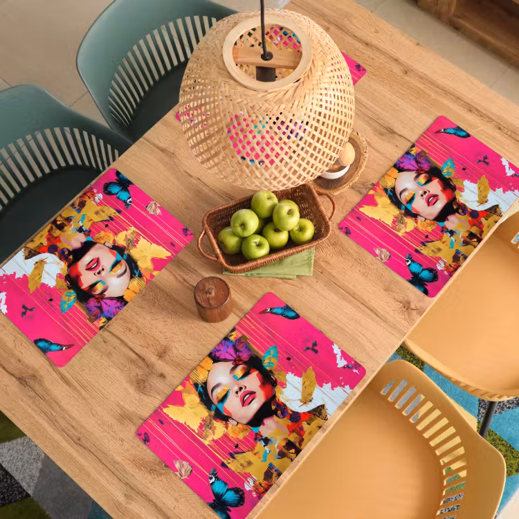 Placemat - 6 stuks - Vrouw - Abstract - Kleurrijk — 6