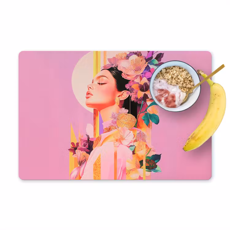 Placemat - 6 stuks - Vrouw - Bloemen - Paars - Abstract — 1