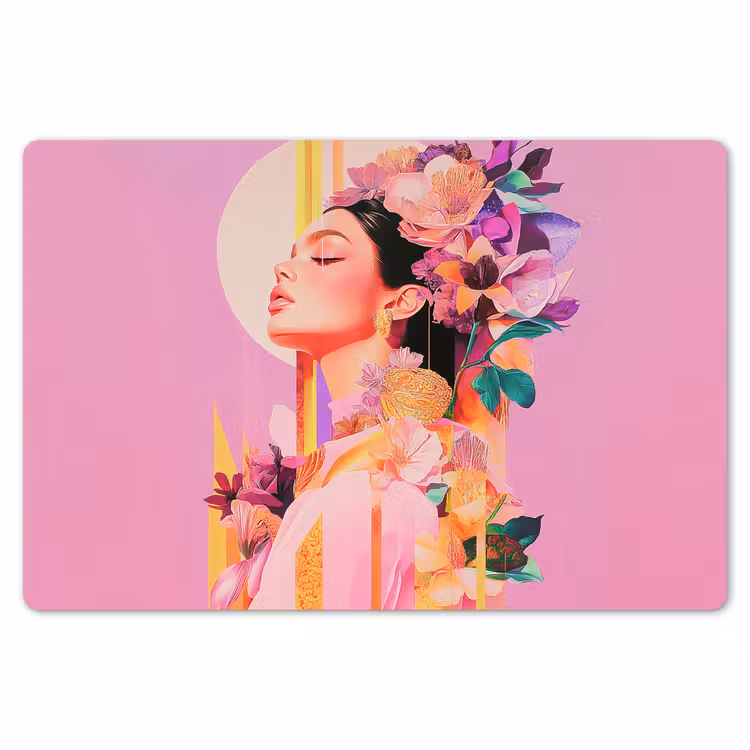 Placemat - 6 stuks - Vrouw - Bloemen - Paars - Abstract — 7