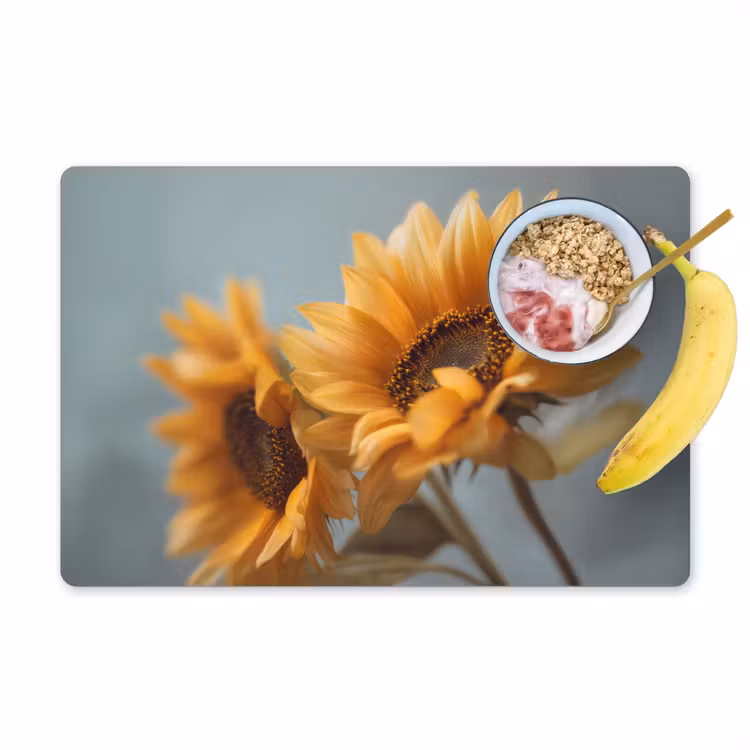 Placemat - 6 stuks - Zonnebloemen - Geel - Wazig — 1