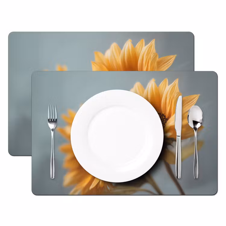 Placemat - 6 stuks - Zonnebloemen - Geel - Wazig — 2