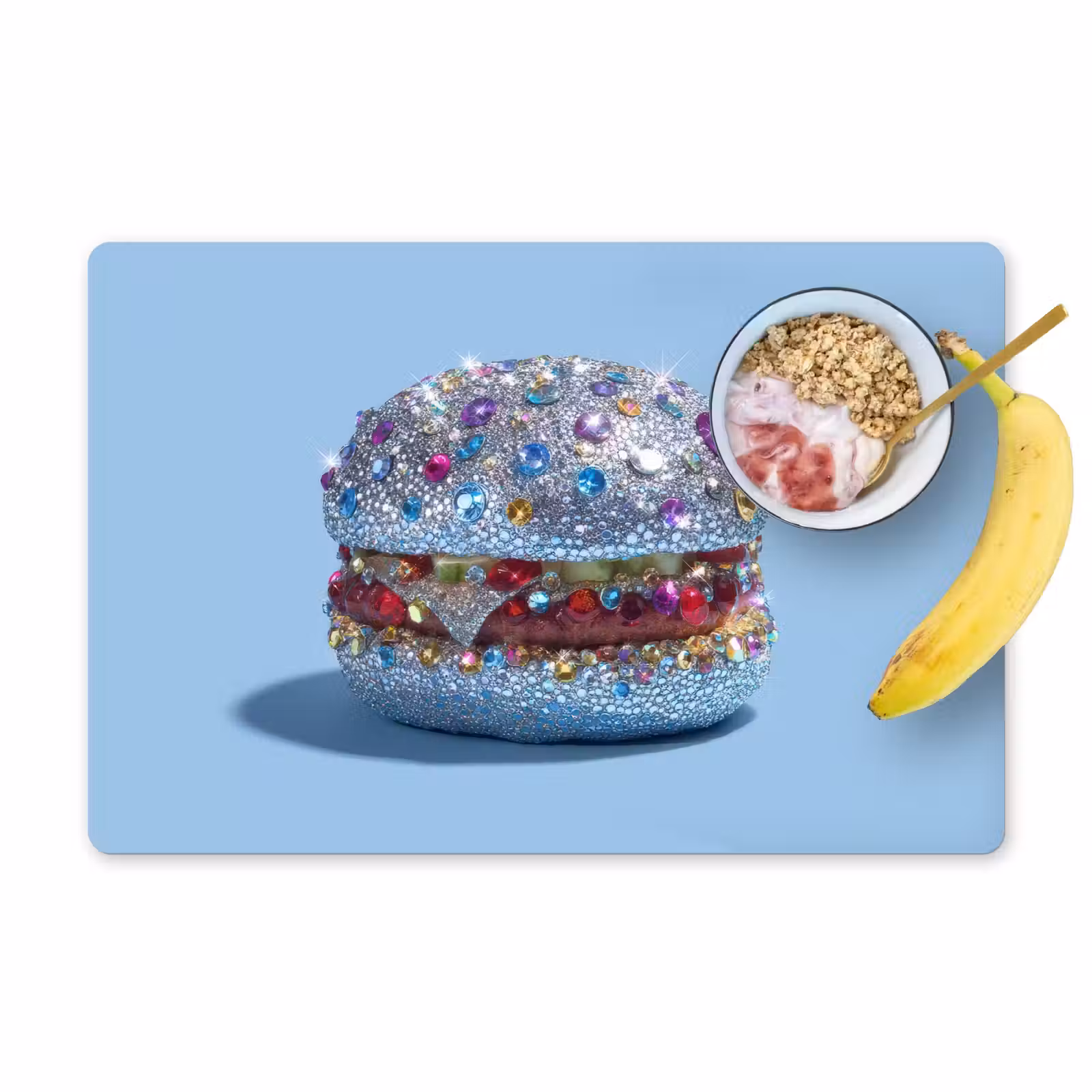 Placemat - 6 stuks - Glitters - Hamburger - Blauw — 1