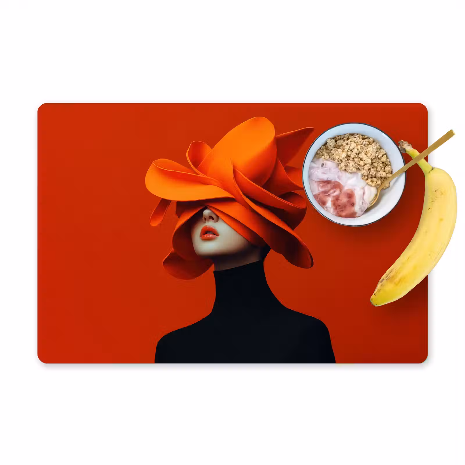 Placemat - 6 stuks - Oranje - Hoed - Vrouw — 1