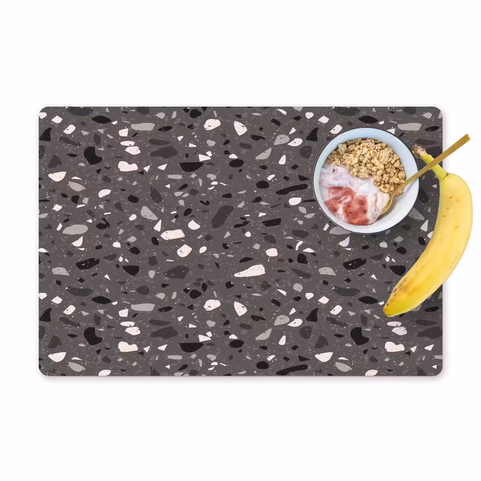 Placemat - 6 stuks - Terrazzo - Patroon - Grijs — 1