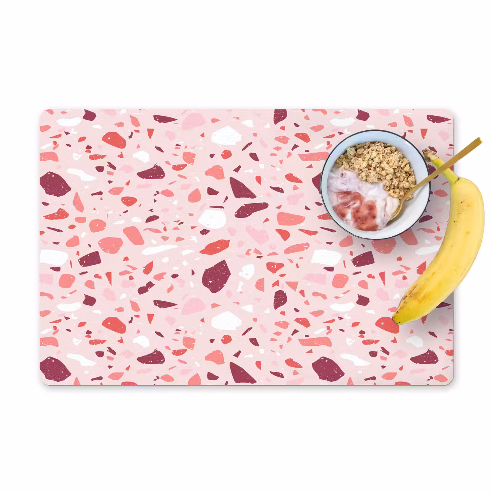 Placemat - 6 stuks - Terrazzo - Patroon - Roze — 1