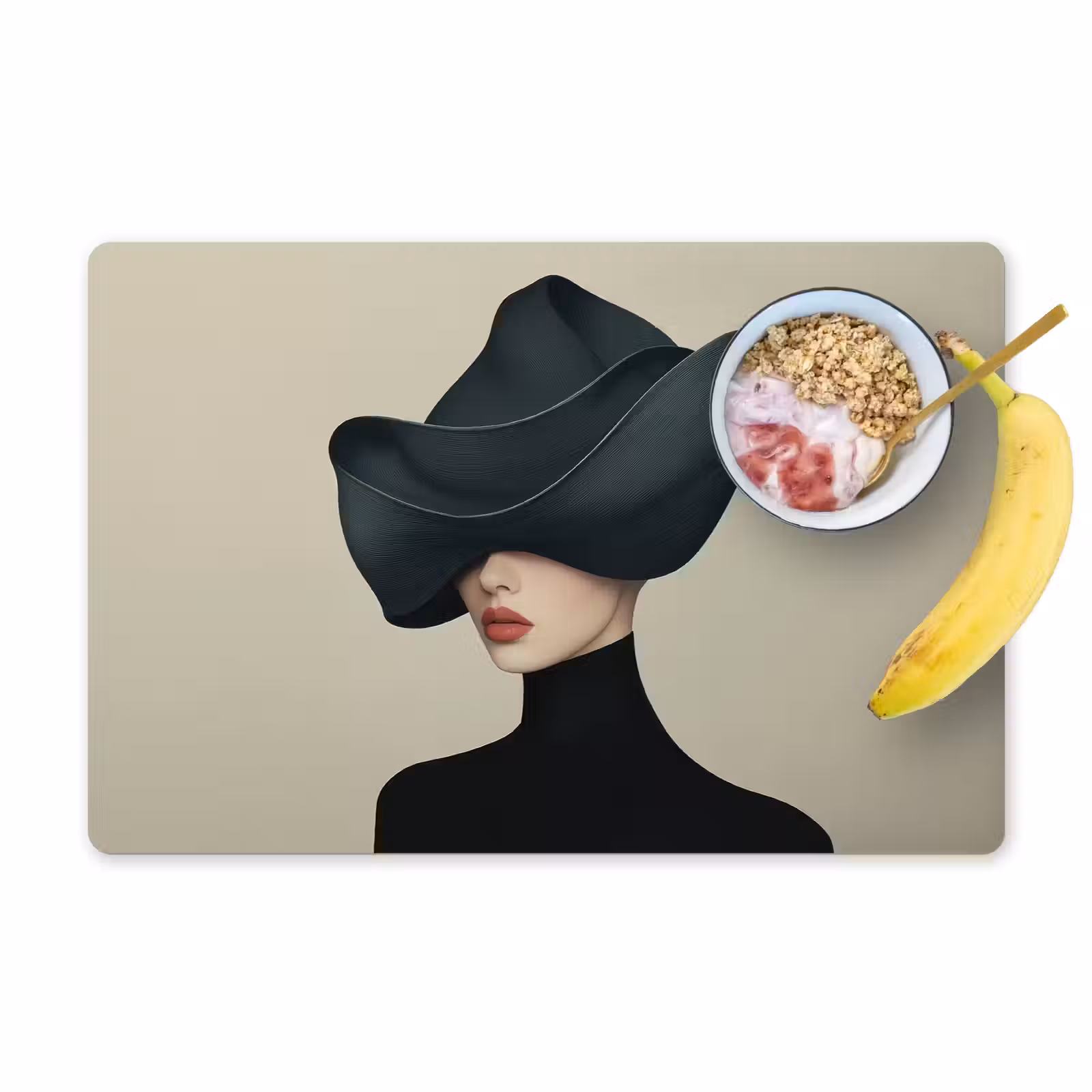 Placemat - 6 stuks - Vrouw - Groen - Hoed — 1