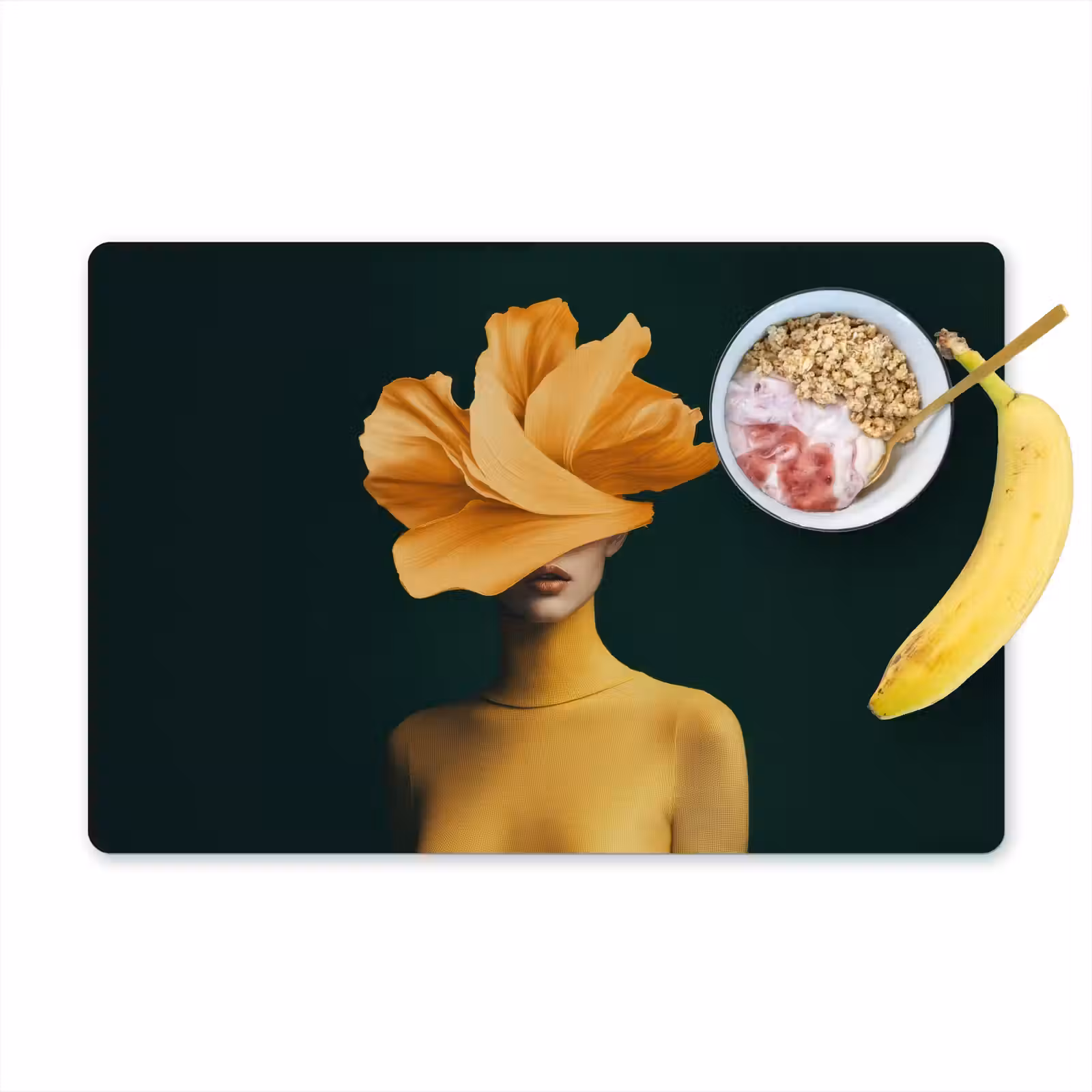 Placemat - 6 stuks - Vrouw - Hoed - Geel — 1