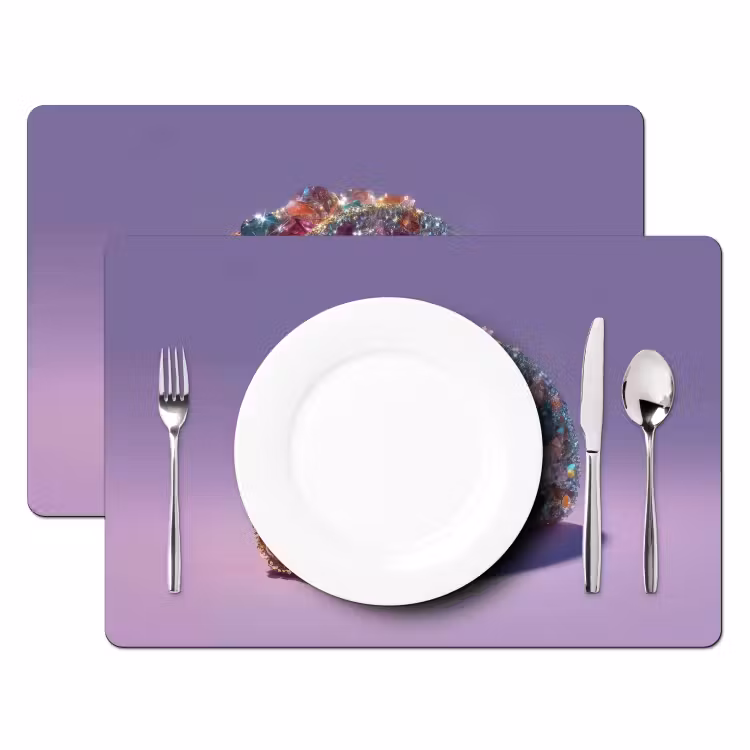 Placemat - 6 stuks - Edelstenen - Glitters - Paars - Kleurrijk — 2