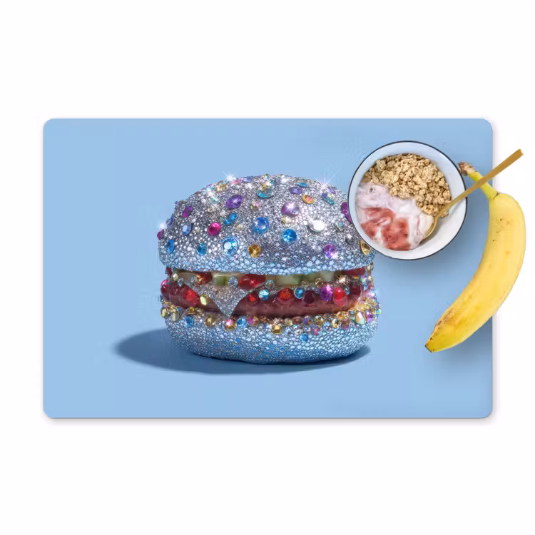 Placemat - 6 stuks - Glitters - Hamburger - Blauw — 1