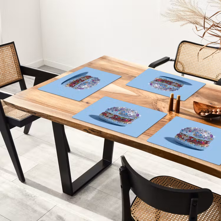 Placemat - 6 stuks - Glitters - Hamburger - Blauw — 5