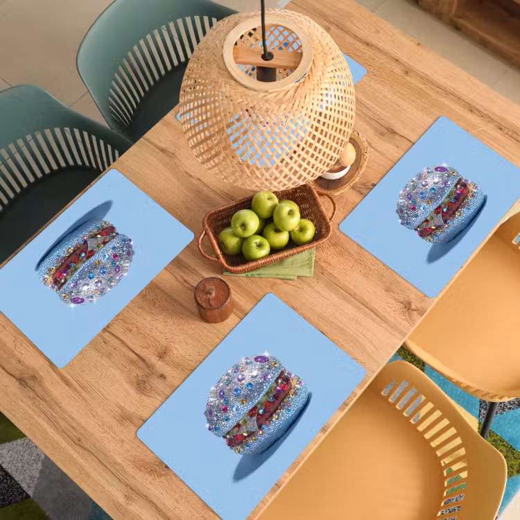 Placemat - 6 stuks - Glitters - Hamburger - Blauw — 6