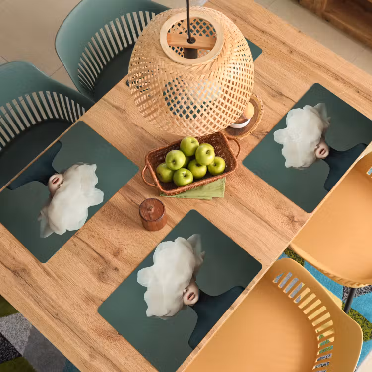 Placemat - 6 stuks - Hoed - Vrouw - Beige — 6