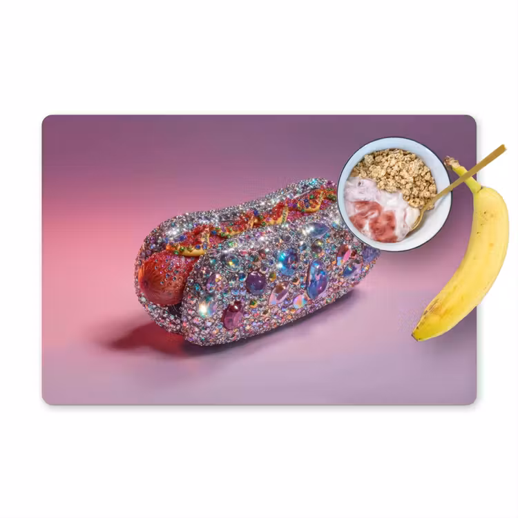 Placemat - 6 stuks - Hotdog - Steentjes - Glitters - Paars — 1