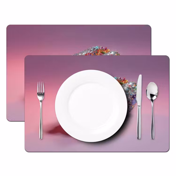 Placemat - 6 stuks - Hotdog - Steentjes - Glitters - Paars — 2