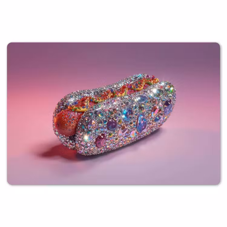 Placemat - 6 stuks - Hotdog - Steentjes - Glitters - Paars — 7