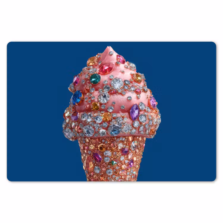 Placemat - 6 stuks - Ijsje - Hoorntje - Steentjes - Blauw — 7