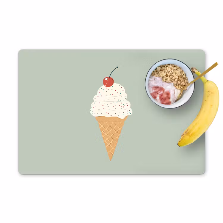 Placemat - 6 stuks - Illustratie - Ijsje - Spikkels - Kers — 1