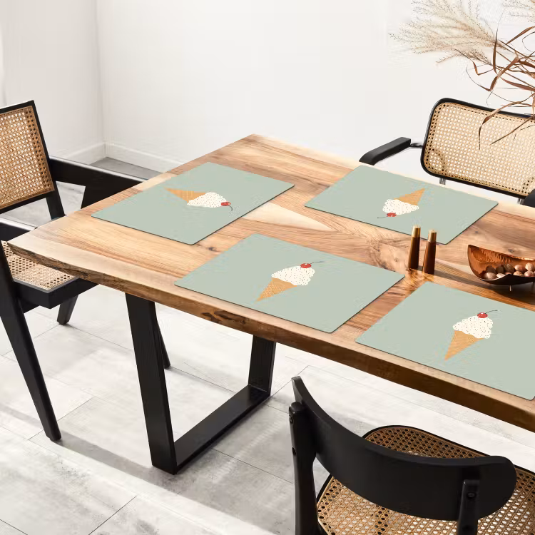 Placemat - 6 stuks - Illustratie - Ijsje - Spikkels - Kers — 5