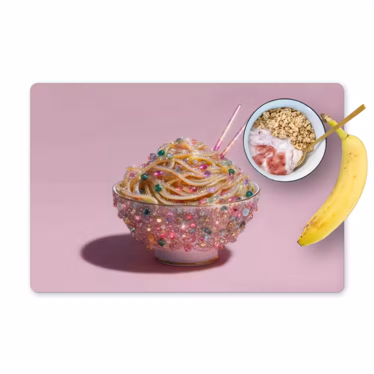 Placemat - 6 stuks - Noodles - Edelstenen - Stokjes - Roze — 1