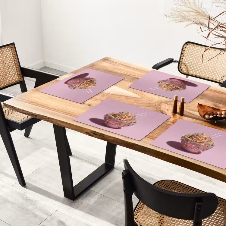 Placemat - 6 stuks - Noodles - Edelstenen - Stokjes - Roze — 5