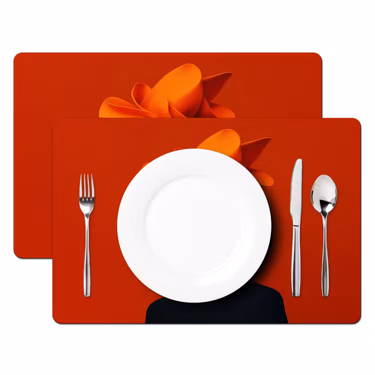 Placemat - 6 stuks - Oranje - Hoed - Vrouw — 2