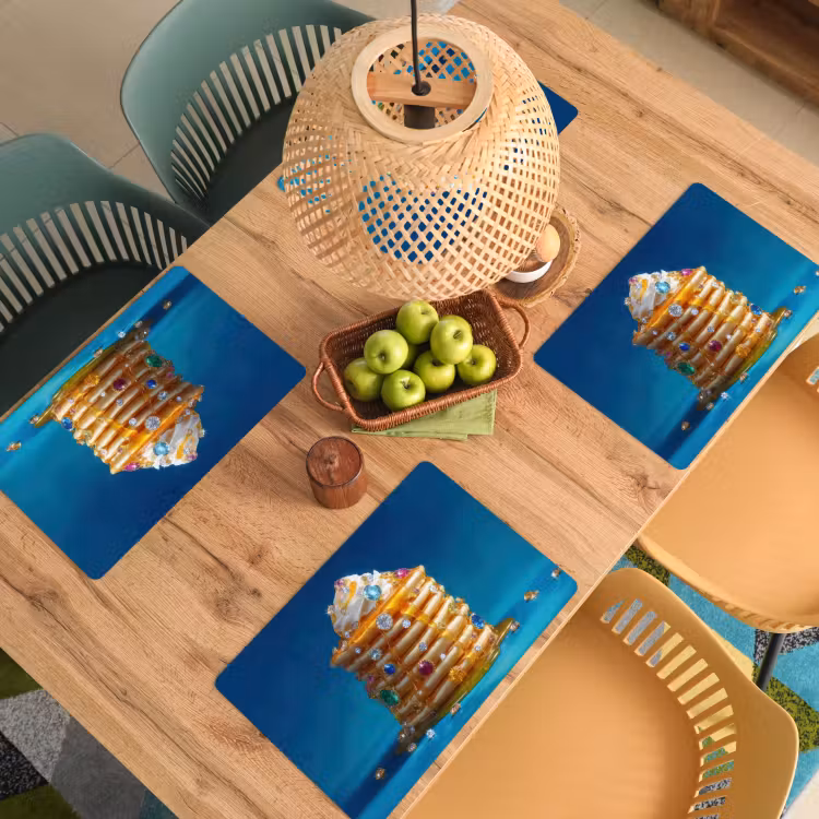 Placemat - 6 stuks - Pannenkoeken - Steentjes - Glitter - Slagroom — 6
