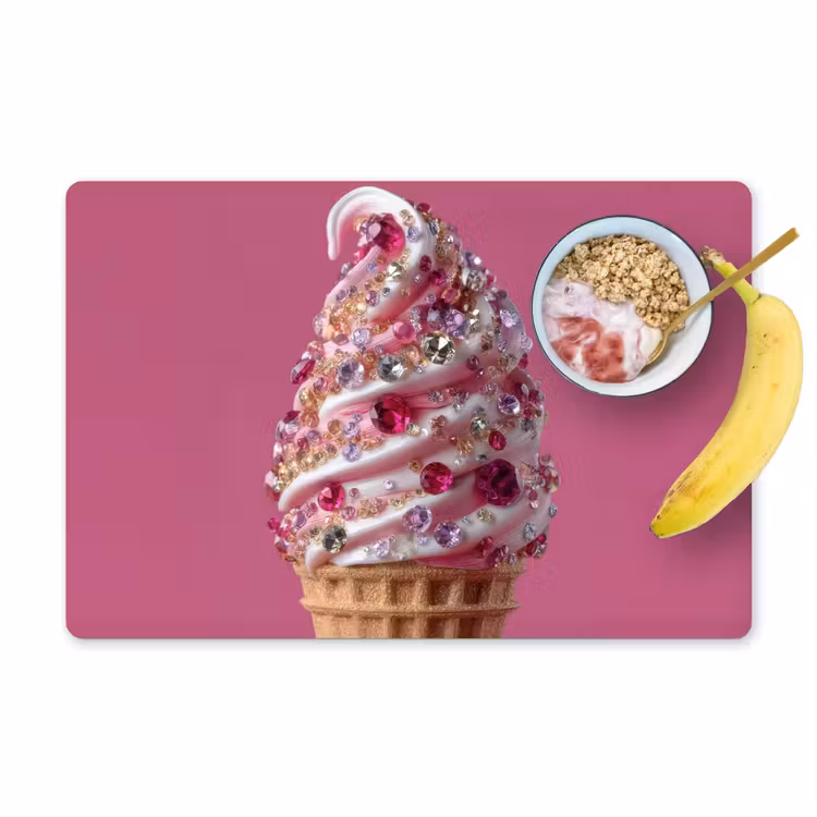 Placemat - 6 stuks - Softijs - Edelstenen - Roze - Hoorntje — 1