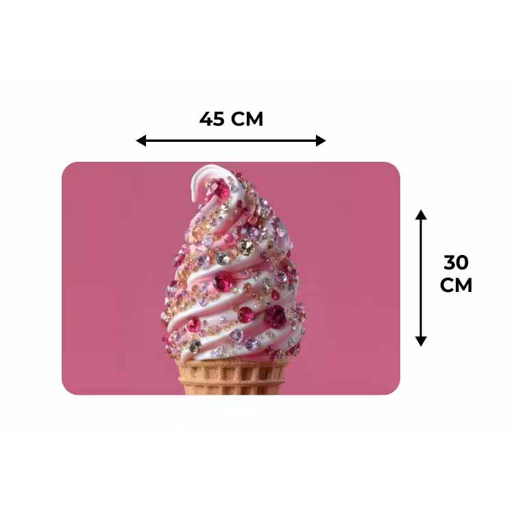 Placemat - 6 stuks - Softijs - Edelstenen - Roze - Hoorntje — 3