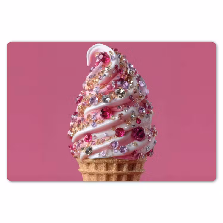 Placemat - 6 stuks - Softijs - Edelstenen - Roze - Hoorntje — 7
