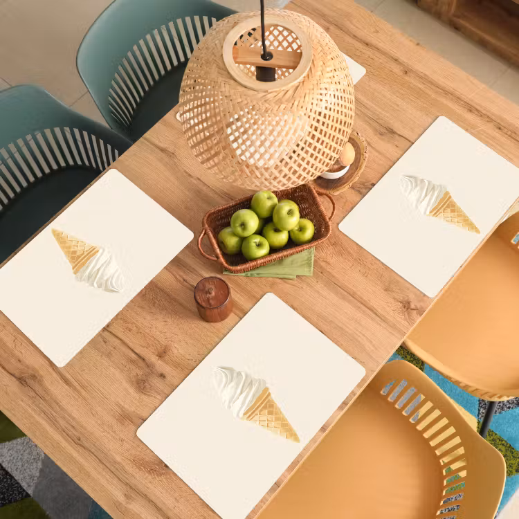 Placemat - 6 stuks - Softijs - Hoorntje - Wit — 6