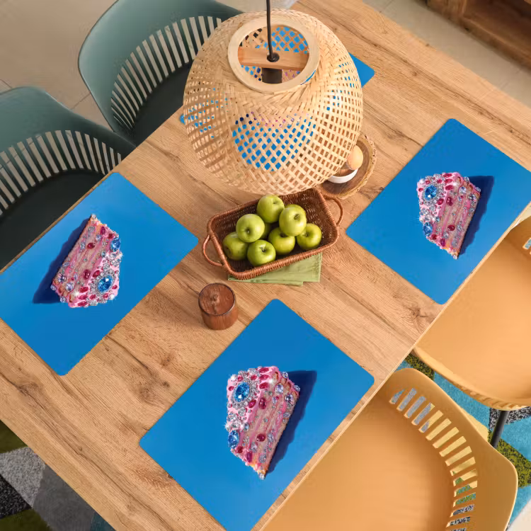 Placemat - 6 stuks - Taart - Edelstenen - Glitters - Roze — 6