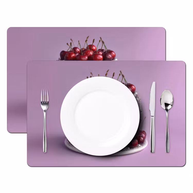 Placemat - 6 stuks - Taart - Kersen - Juwelen - Rood — 2