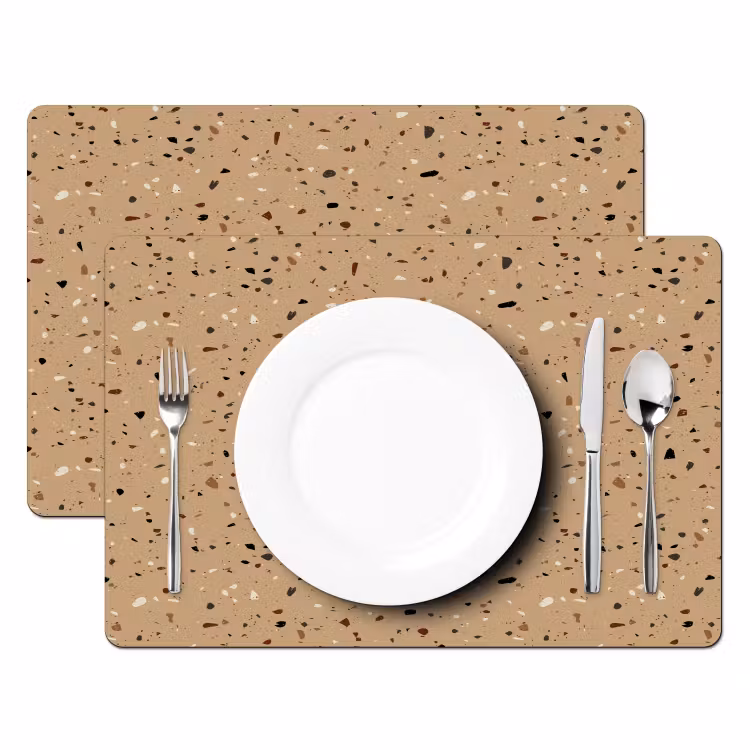 Placemat - 6 stuks - Terrazzo - Patroon - Beige — 2