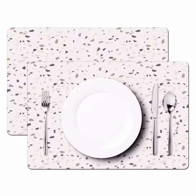 Placemat - 6 stuks - Terrazzo - Patroon - Créme — 2
