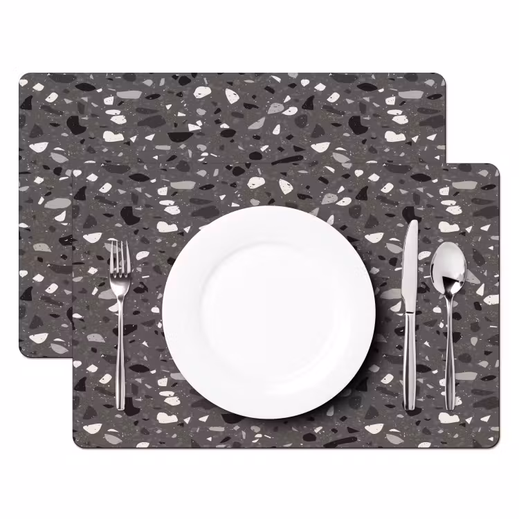 Placemat - 6 stuks - Terrazzo - Patroon - Grijs — 2